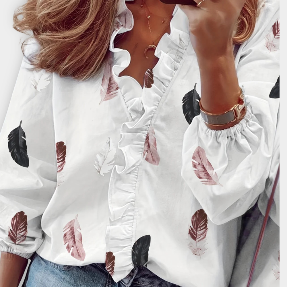 Angeline – Ruffled V-Neck Blouse
