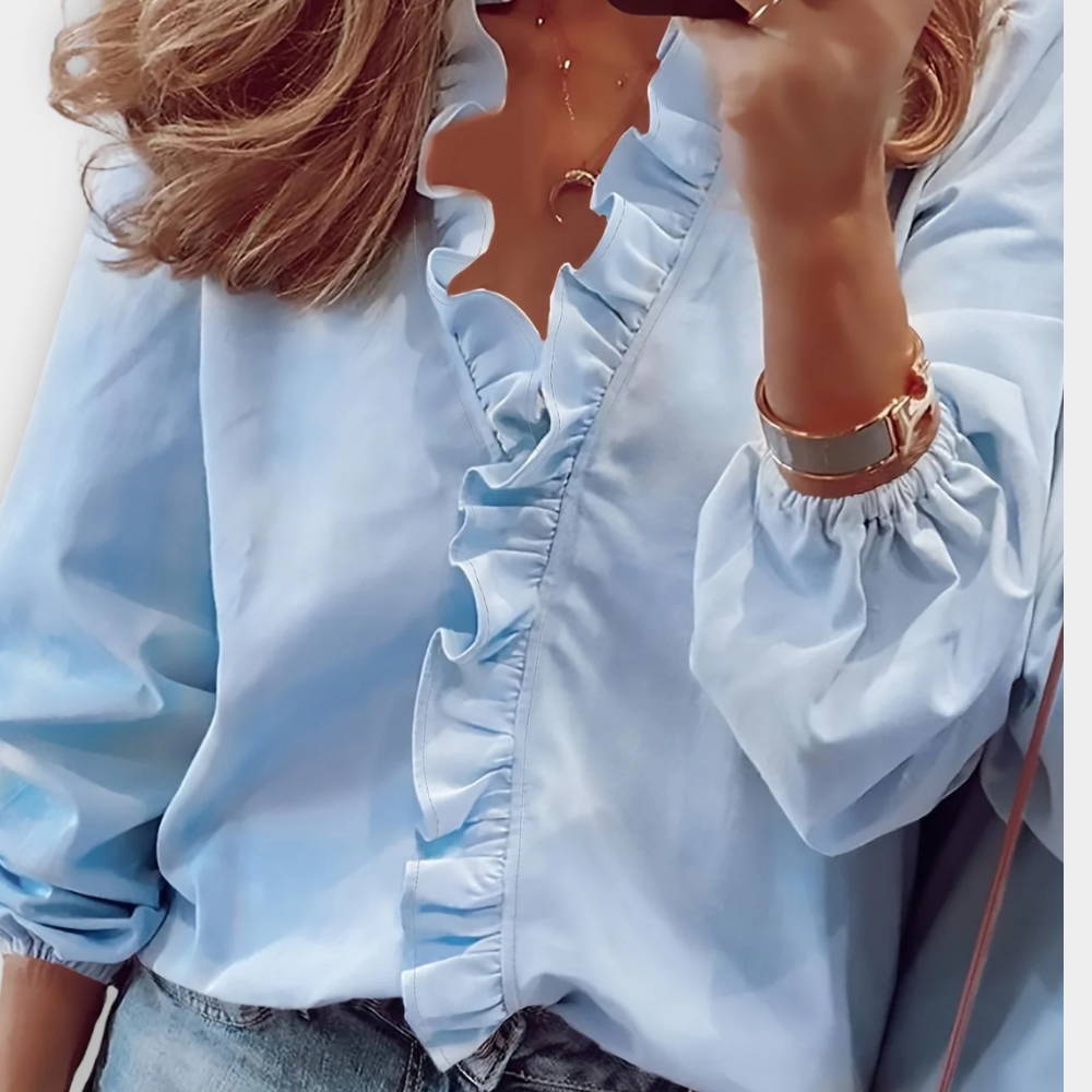 Angeline – Ruffled V-Neck Blouse