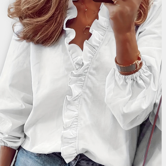 Angeline – Ruffled V-Neck Blouse