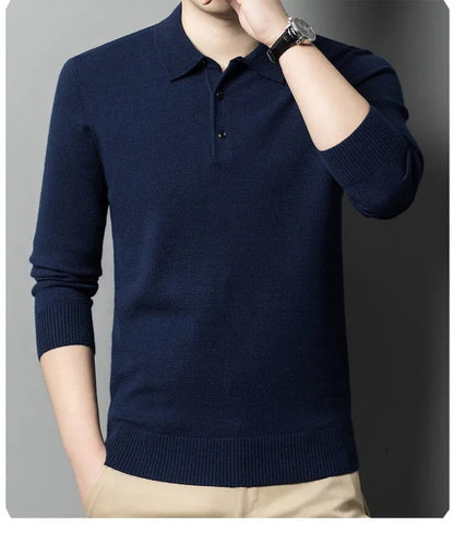 Artam - Warm Knit Long-Sleeve Polo